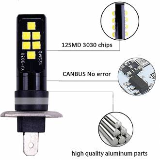 Σετ 2τμχ H1 - H3 LED Super Bright 6000k CanBus