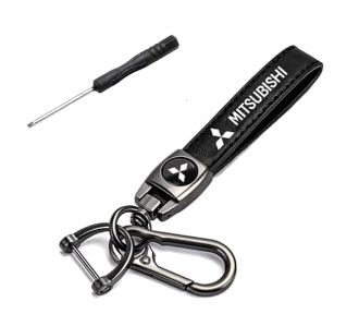 Μπρελόκ Κλειδιών Δερματίνη με Ατσαλένιο Κρίκο και Δώρο Κατσαβιδι - Mitsubishi