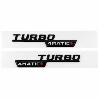 Αυτοκόλλητο Σήμα TURBO 4MATIC Μαύρο 14cm x 2.7cm 2τμχ