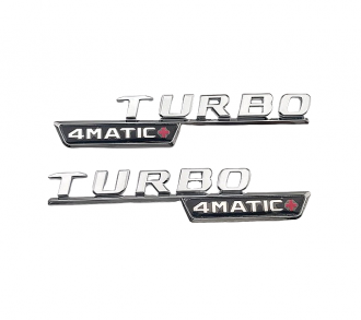 Αυτοκόλλητο Σήμα TURBO 4MATIC Νίκελ 14cm x 2.7cm 2τμχ